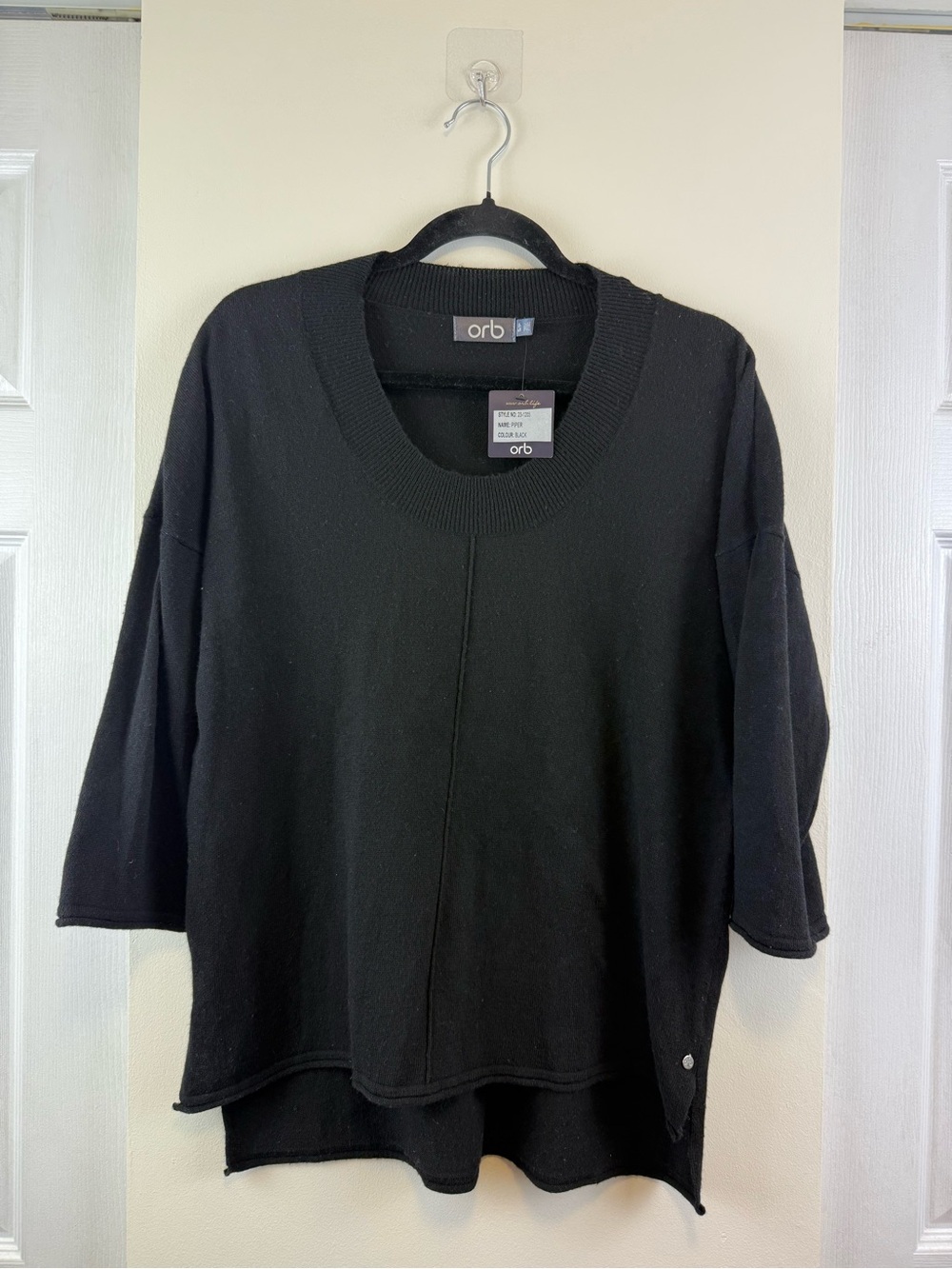 NWT Orb Black Piper Wool Blend Oversized Knit Tunic Sweater S/P